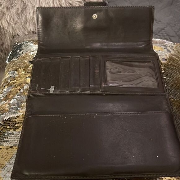 Coach tan brown signature c buckle trifold checkbook wallet - Picture 7 of 10